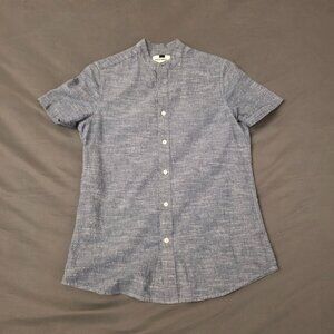 Topman Band Collar Short-Sleeve Shirt, Men's XS